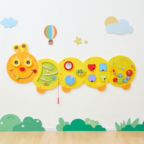 Drewniana Duża Tablica Aktywności Manipulacyjna Gąsiennica Wyposażenie edukacyjne