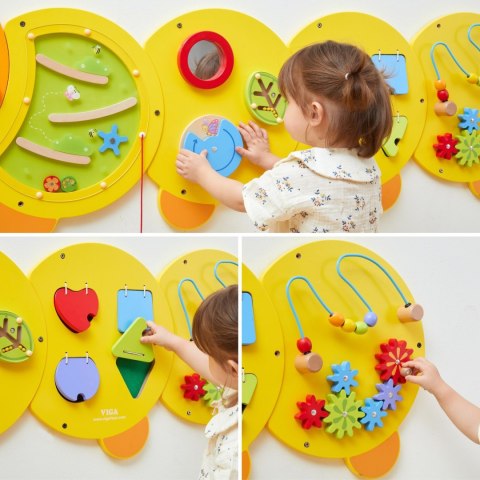 Drewniana Duża Tablica Aktywności Manipulacyjna Gąsiennica Wyposażenie edukacyjne