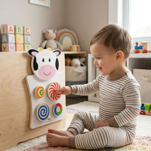 VIGA Drewniana Tablica Manipulacyjna Krówka Certyfikat FSC Montessori