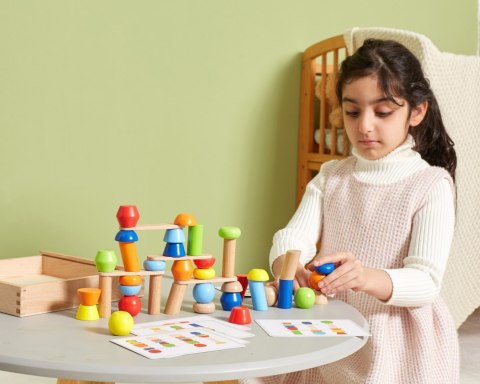 VIGA Drewniane Klocki Geometryczne Układanka 52 el.