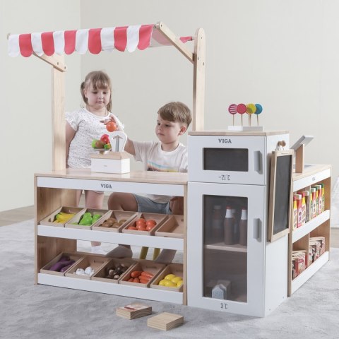 Drewniany Stragan Sklep Supermarket XXL dla dzieci Zestaw Sprzedawca VIGA