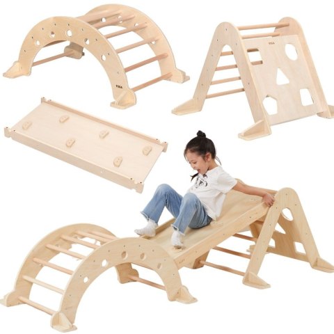 Domowy Plac Zabaw 3w1: Trójkąt Pikler, Bujak i Zjeżdżalnia Montessori