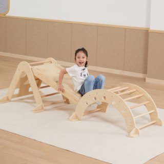 Domowy Plac Zabaw 3w1: Trójkąt Pikler, Bujak i Zjeżdżalnia Montessori