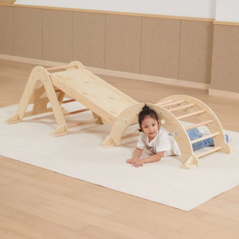 Domowy Plac Zabaw 3w1: Trójkąt Pikler, Bujak i Zjeżdżalnia Montessori