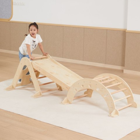 Domowy Plac Zabaw 3w1: Trójkąt Pikler, Bujak i Zjeżdżalnia Montessori