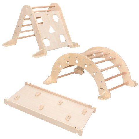 Domowy Plac Zabaw 3w1: Trójkąt Pikler, Bujak i Zjeżdżalnia Montessori