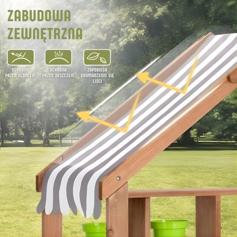 WOOPIE GREEN Kuchnia Drewniana Ogrodowa Błotna z Daszkiem Zlewem Kranem