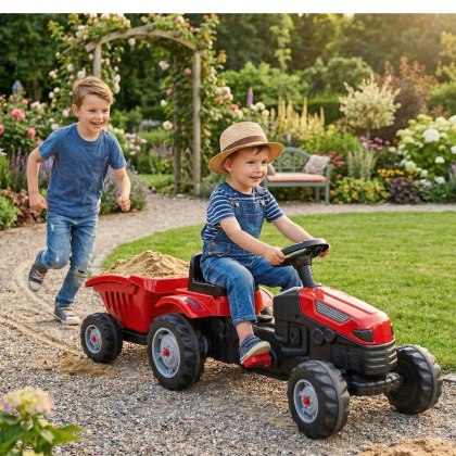 Traktor dla dzieci na Pedały Mały Farmer z Przyczepą Ciche Koła