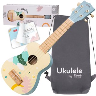Drewniane Ukulele Gitara dla Dzieci Niebieska CLASSIC WORLD