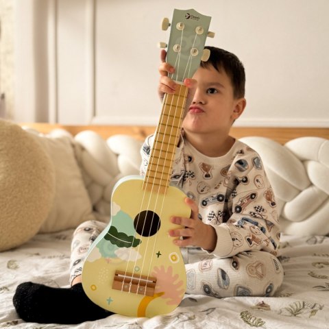 Drewniane Ukulele Gitara dla Dzieci Niebieska CLASSIC WORLD