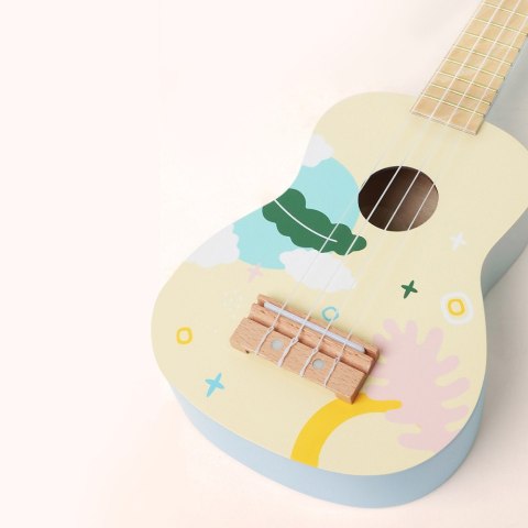 Drewniane Ukulele Gitara dla Dzieci Niebieska CLASSIC WORLD