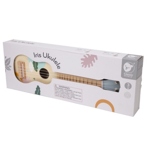 Drewniane Ukulele Gitara dla Dzieci Niebieska CLASSIC WORLD