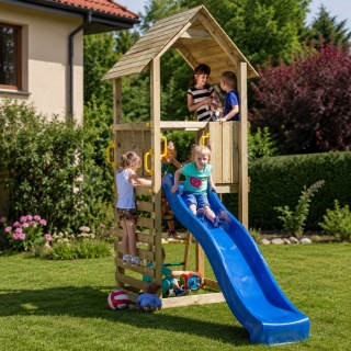 Drewniany Plac Zabaw do Ogrodu dla dzieci ze zjeżdżalnią Karol