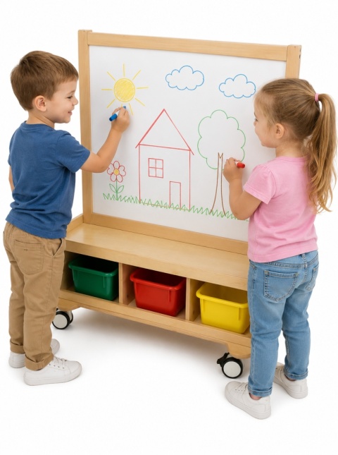 Edukacyjna Dwustronna Tablica Kredowa i Magnetyczna Do Pisania dla dzieci MASTERKIDZ