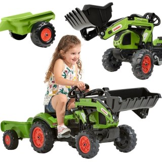 Traktor dla dzieci na Pedały z Ładowarką i Przyczepą Claas 2-5 lat FALK