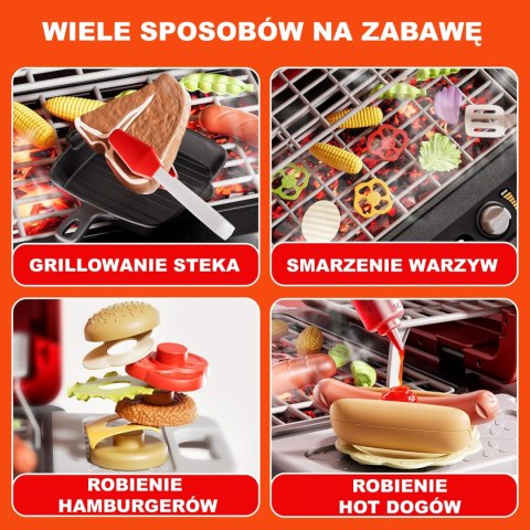 Grill dla dzieci Barbecue Kuchnia Ogrodowa Interaktywna LED Zestaw XL 31 el.