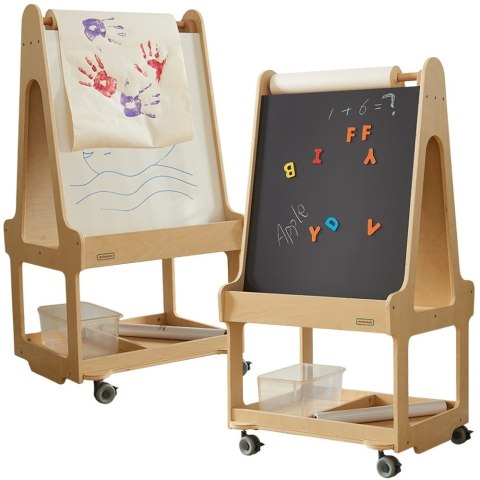 Tablica dla dzieci Dwustronna Suchościeralna Sztaluga 3w1 Na Kółkach MASTERKIDZ