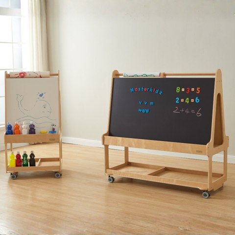 Tablica dla dzieci Dwustronna Suchościeralna Sztaluga 3w1 Na Kółkach MASTERKIDZ