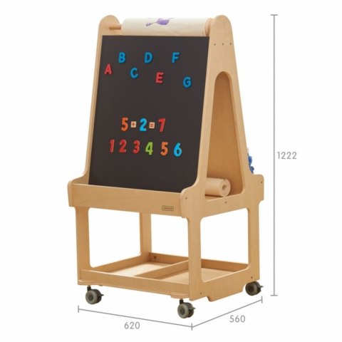 Tablica dla dzieci Dwustronna Suchościeralna Sztaluga 3w1 Na Kółkach MASTERKIDZ