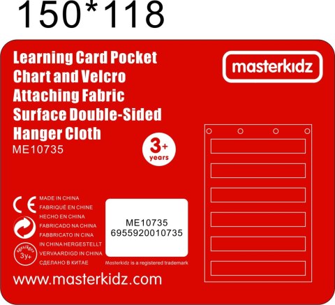 Materiałowy Arkusz Do Wieszania Z Kieszonkami Na Fiszki I Obrazki Masterkidz Czerwony Masterkidz