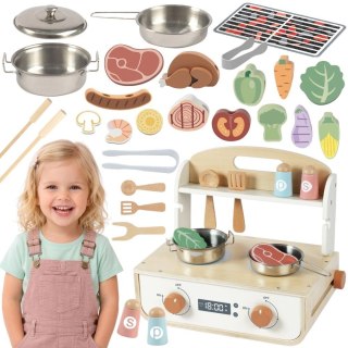 TOOKY TOY Drewniana Kuchnia z Grillem i Akcesoriam