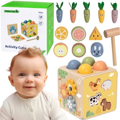Drewniana Wiosenna Kostka Edukacyjna dla dzieci 5w1 TOOKY TOY