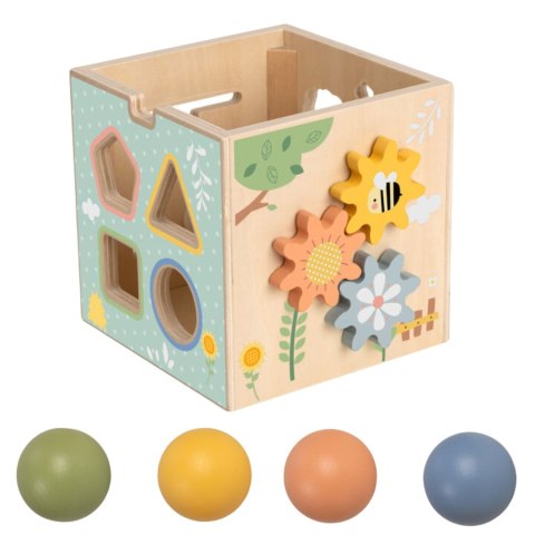 Drewniana Wiosenna Kostka Edukacyjna dla dzieci 5w1 TOOKY TOY