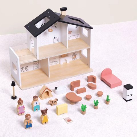 Drewniany Domek dla Lalek z Akcesoriami i Rodzinką TOOKY TOY 22 el.