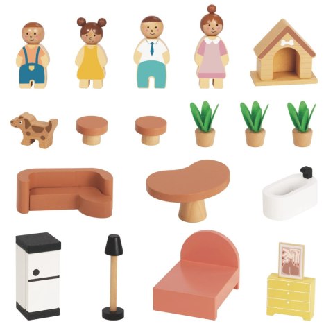 Drewniany Domek dla Lalek z Akcesoriami i Rodzinką TOOKY TOY 22 el.