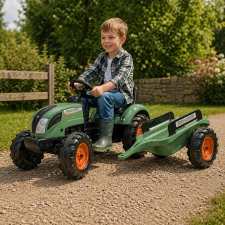 Traktor dla dzieci Lander Zielony na Pedały z Przyczepką od 3 Lat FALK