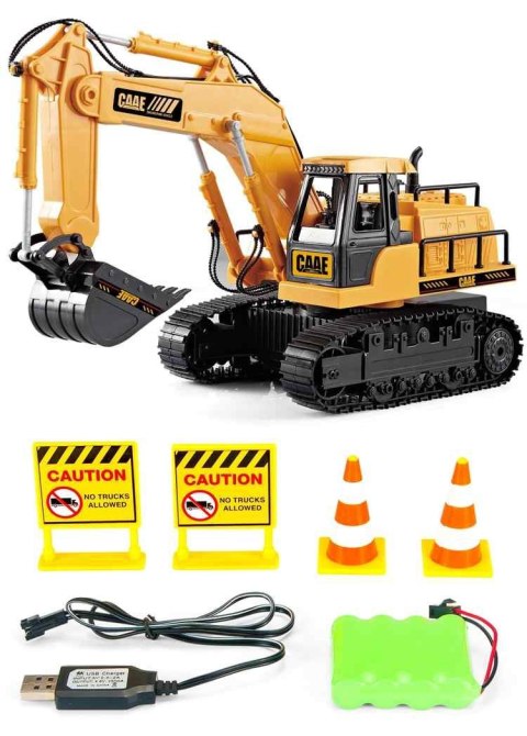 Duża Koparka dla dzieci Zdalnie Sterowana na Gąsienicach 7 Funkcji Dźwięk + Akc.
