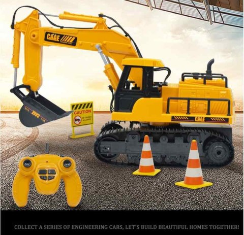 Duża Koparka dla dzieci Zdalnie Sterowana na Gąsienicach 7 Funkcji Dźwięk + Akc.