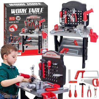 Duży Warsztat z Narzędziami dla Dzieci Zestaw Majsterkowicza Wiertarka Piła Młotek 50 el.
