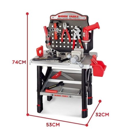 Duży Warsztat z Narzędziami dla Dzieci Zestaw Majsterkowicza Wiertarka Piła Młotek 50 el.