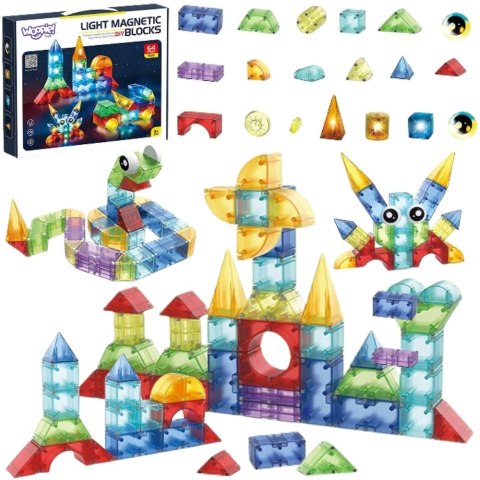 WOOPIE Klocki Magnetyczne Konstrukcyjne Sześciany 3D Zestaw Edukacyjny 63 el.