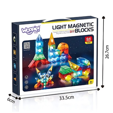 WOOPIE Klocki Magnetyczne Konstrukcyjne Sześciany 3D Zestaw Edukacyjny 63 el.