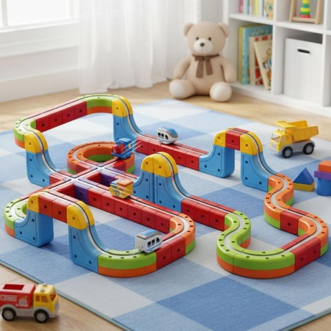 Klocki Magnetyczne dla dzieci Tor Lewitujący do Składania 68 el.