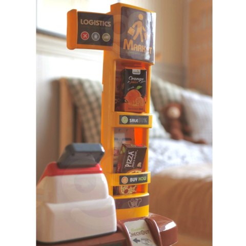 Sklep dla dzieci Supermarket z Wózkiem Waga Kasa Skaner + 48 Akc.