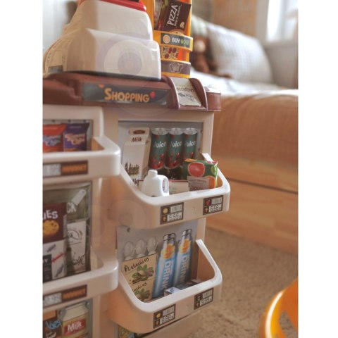 Sklep dla dzieci Supermarket z Wózkiem Waga Kasa Skaner + 48 Akc.