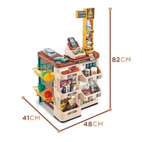 Sklep dla dzieci Supermarket z Wózkiem Waga Kasa Skaner + 48 Akc.