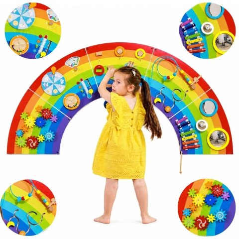 Drewniana Tablica Sensoryczno Manipulacyjna EDUkacyjna Tęcza Certyfikat FSC VIGA
