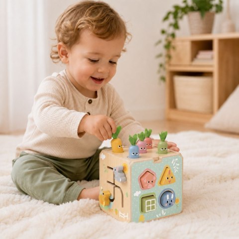 Drewniana Wiosenna Kostka Edukacyjna dla dzieci 5w1 TOOKY TOY