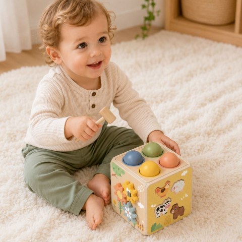Drewniana Wiosenna Kostka Edukacyjna dla dzieci 5w1 TOOKY TOY
