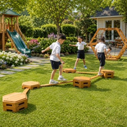 Drewniany Tor Równoważnia XXL Ścieżka sensoryczna plac zabaw dla dzieci CLASSIC WORLD EDU
