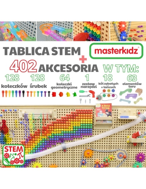 Edukacyjna Wolnostojąca Tablica Naukowo Kreatywna STEM 125 x 86 + Zestaw Akcesoriów MASTERKIDZ