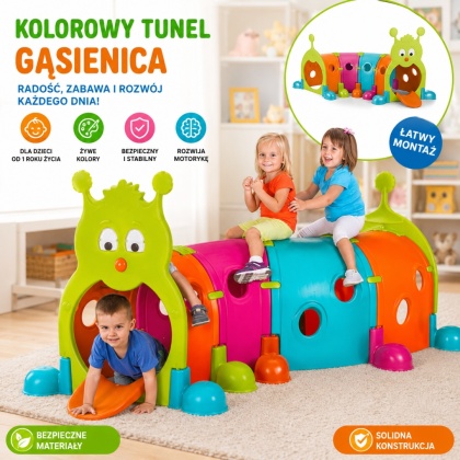 Plac Zabaw Modułowy Tunel Gąsienica dla Dzieci na podwórko/ do szkoły / przedszkola Feber