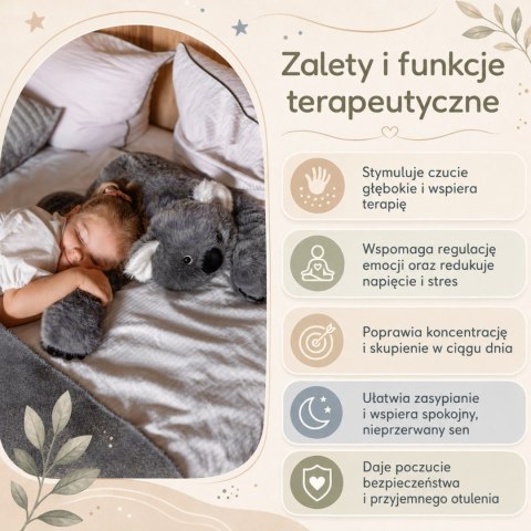 Pluszak Obciążeniowy Koala Antystresowy Sensoryczny Ciężkomiś Przytulanka 65cm 1500g
