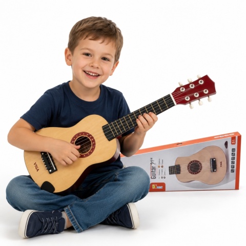 Viga Drewniana gitara dla dzieci Naturalna 21 cali 6 strun