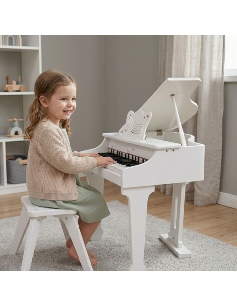 Duże Pianino Fortepian dla Dzieci z Krzesełkiem i Książeczką do Nauki CLASSIC WORLD