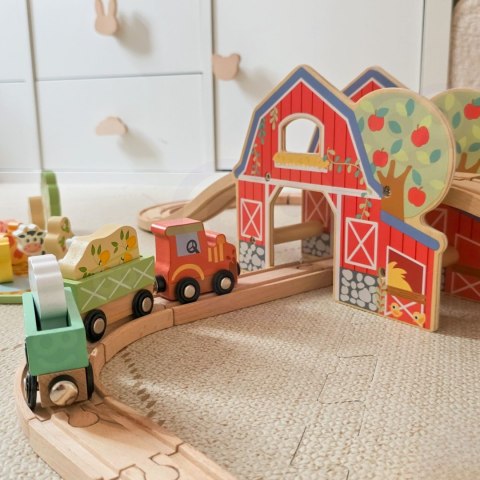 Drewniana Kolejka Farma zabawka dla dzieci Zestaw 48 el. TOOKY TOY